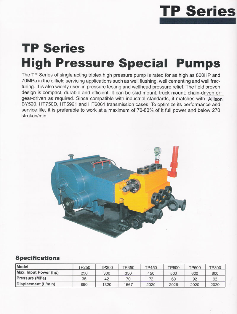 TP SERIES HIGH PRESSURE PUMP
